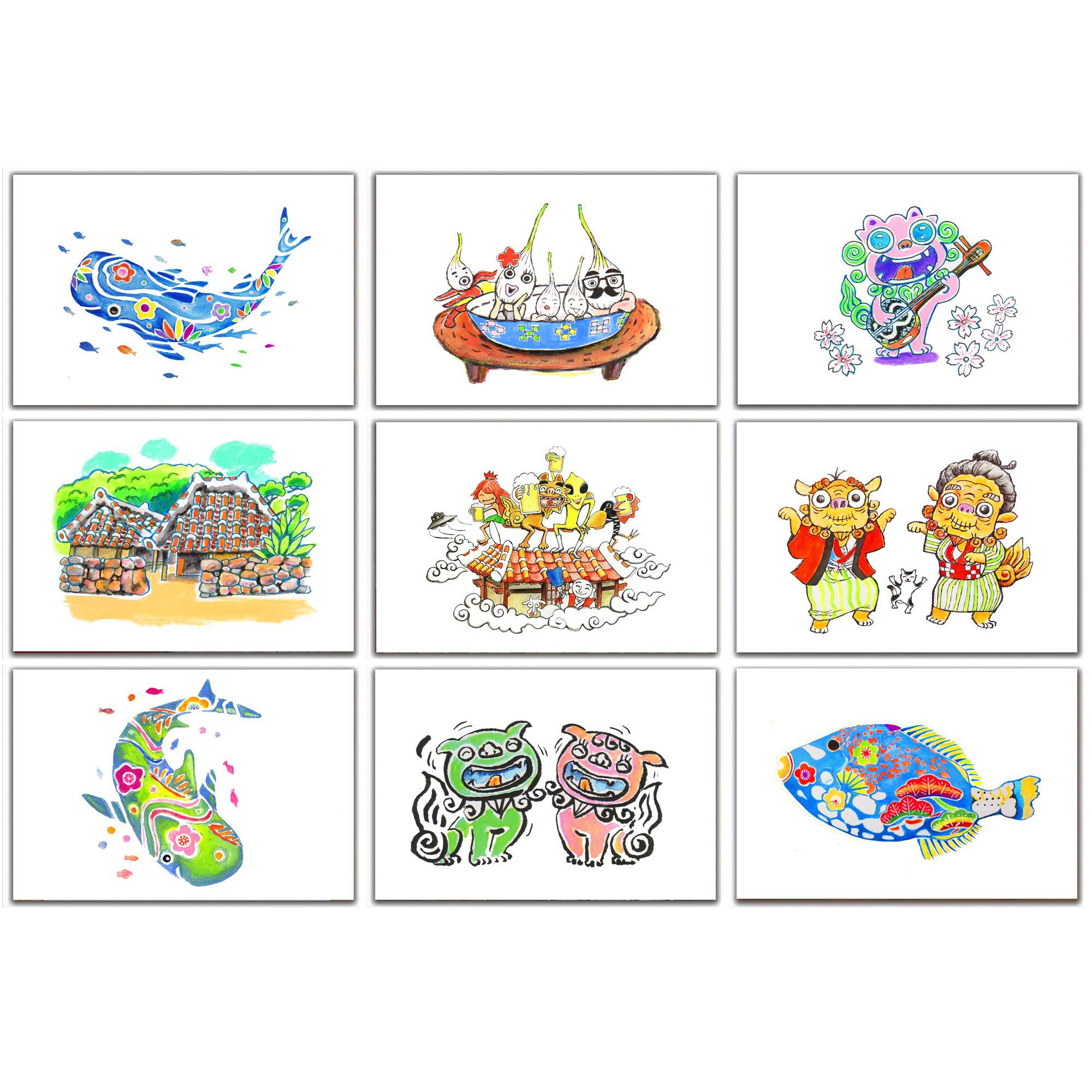 Amazon | 絵葉書 沖縄 シーサー 海 ポストカード セット ポスター 癒し
